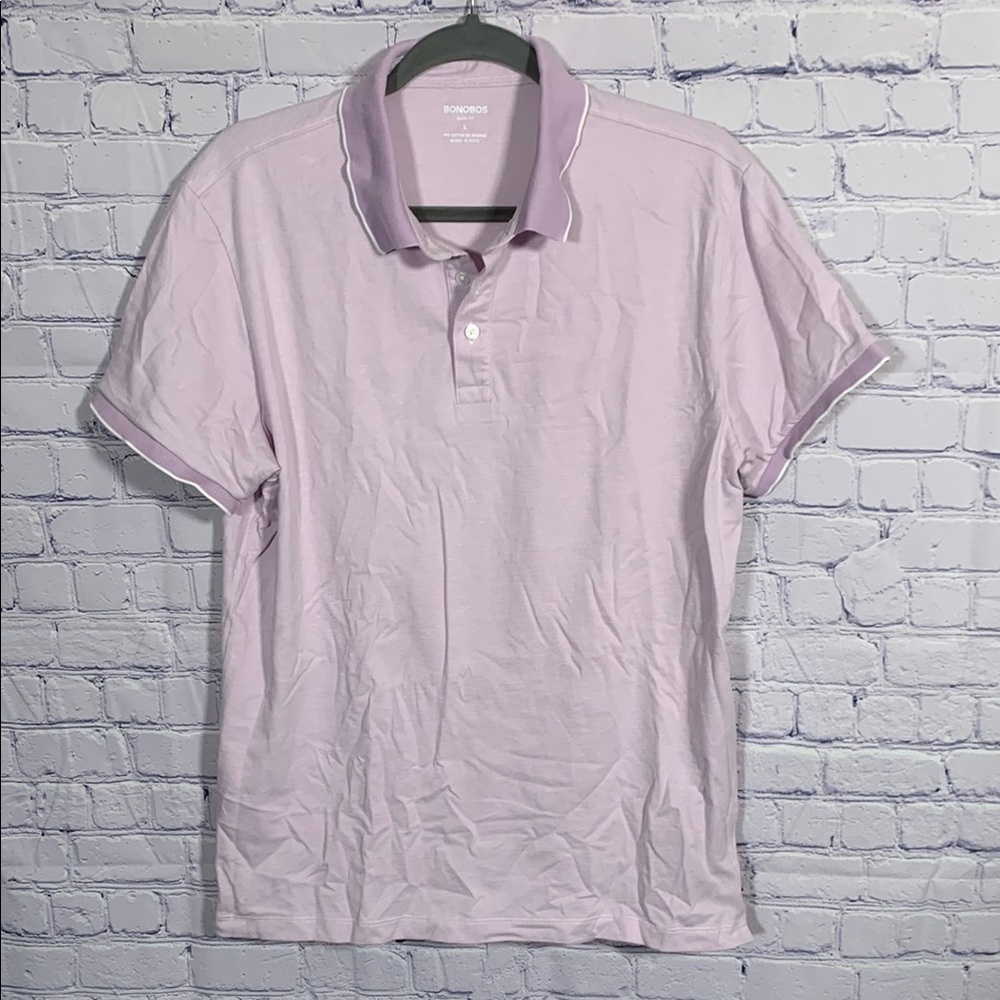 Bonobos Mens Slim Fit Short Sleeve Polo Light Purple Size L Preppy Golf Prep
